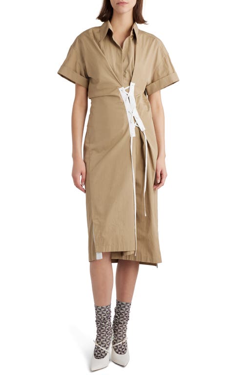 Dries Van Noten Asymmetric Lace-Up Cotton Dress in Beige 103 at Nordstrom, Size 4 Us
