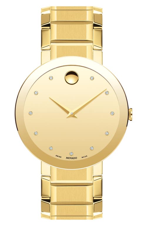 Movado Sapphire Diamond Bracelet Watch, 39mm in Gold at Nordstrom