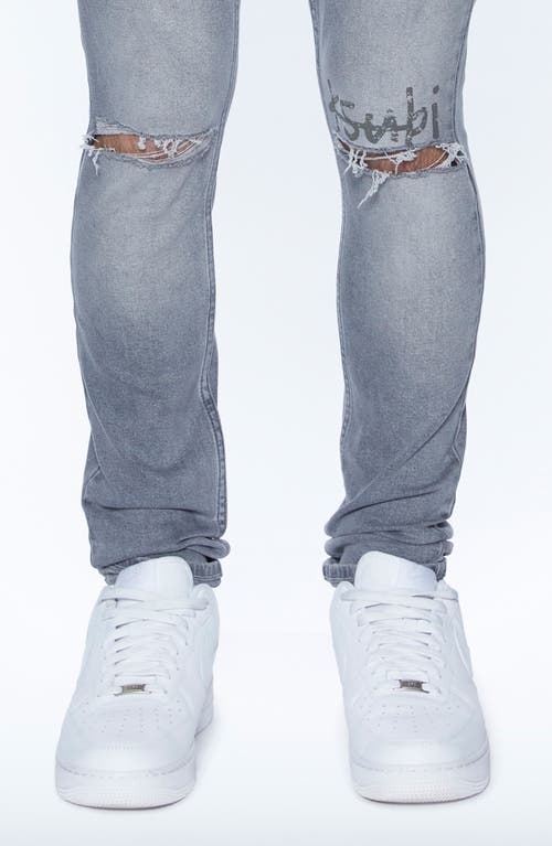 Shop Ksubi Van Winkle Thrifted Ripped Skinny Jeans In Grey