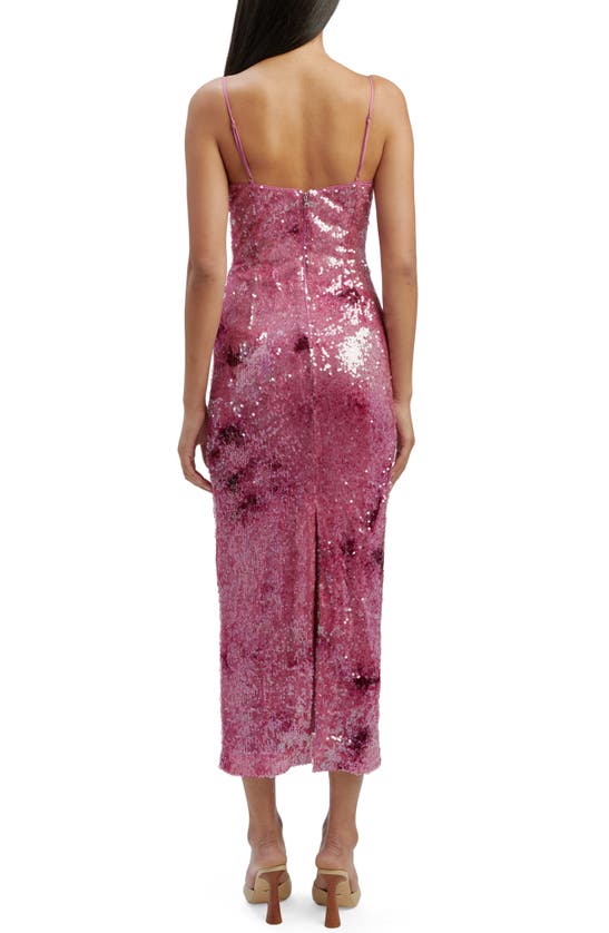 Shop Bardot Infinite Sequin Cocktail Midi Dress In Party Pink
