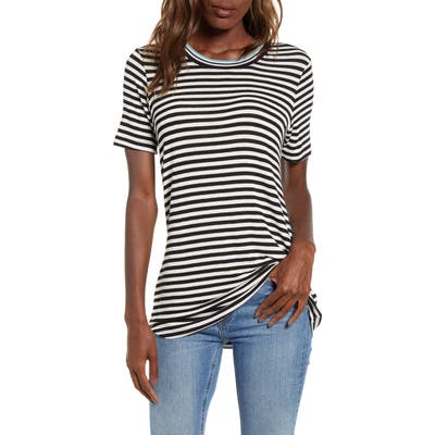 Splendid Contrast Rib Tee, Black