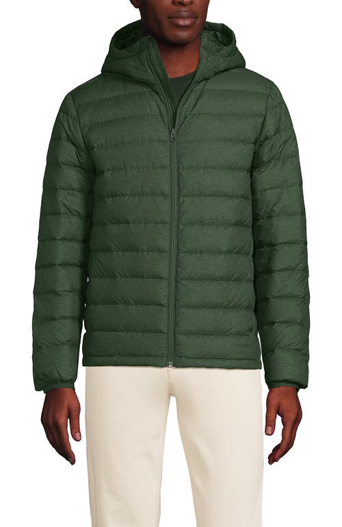 Shop Lands' End Wanderweight Ultralight Packable Hooded Down Jacket In Estate Green Heather