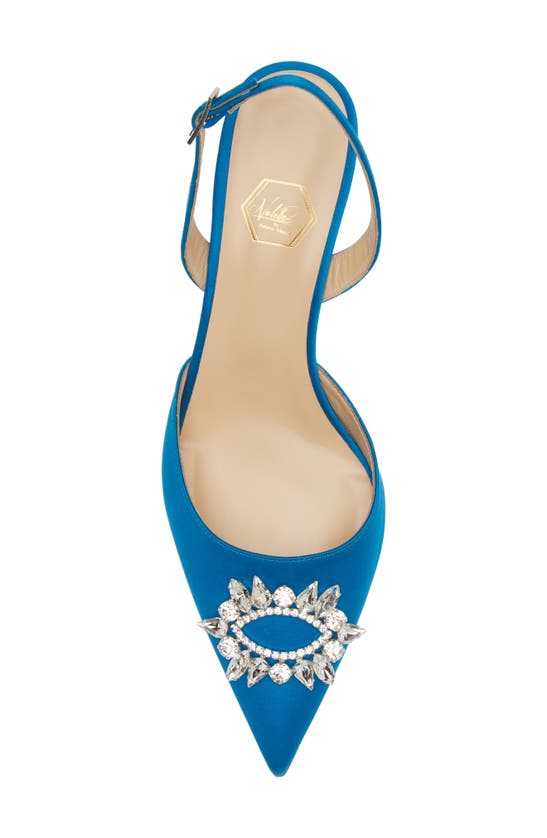 Shop Nalebe Aurum Embellished Slingback Pointed Toe Pump In Light Blue