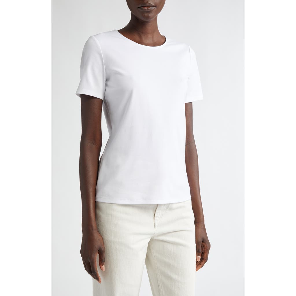 Lafayette 148 Cotton Rib Crewneck T-shirt In White