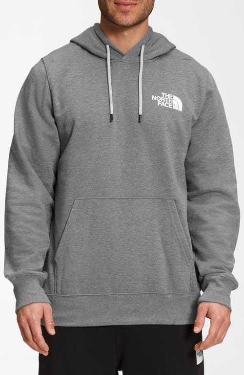 Shop The North Face Nse Box Logo Graphic Hoodie In Medium Grey Heather/tnf Black