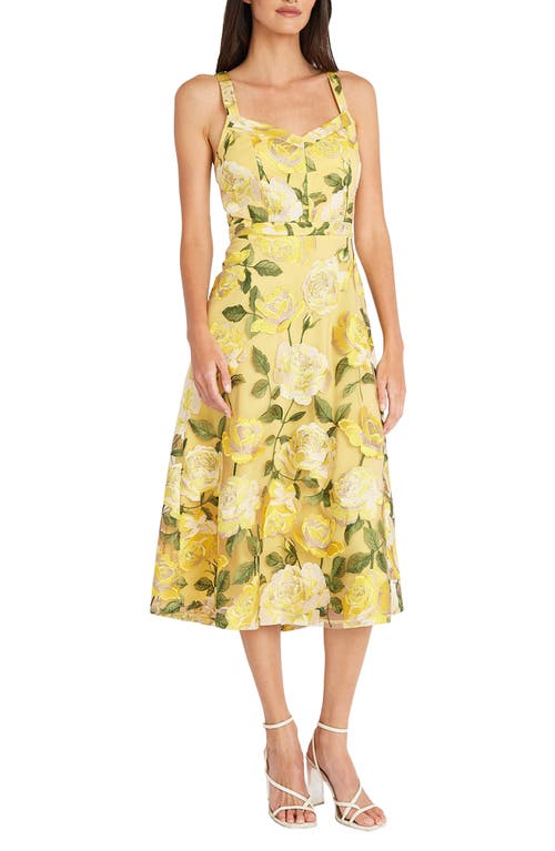 Maggy London Floral Print Fit & Flare Cocktail Dress Sand/Yellow at Nordstrom,