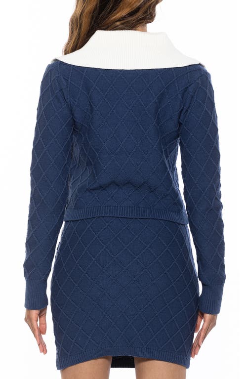 Alexia Admor Pattern Cardigan In Denim Blue