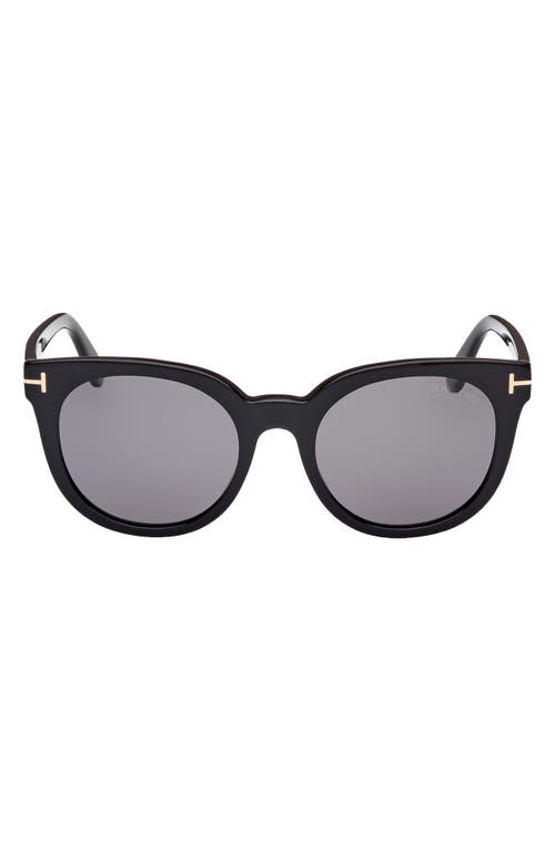 TOM FORD Moira 53mm Polarized Butterfly Sunglasses in Shiny Black /Smoke at Nordstrom
