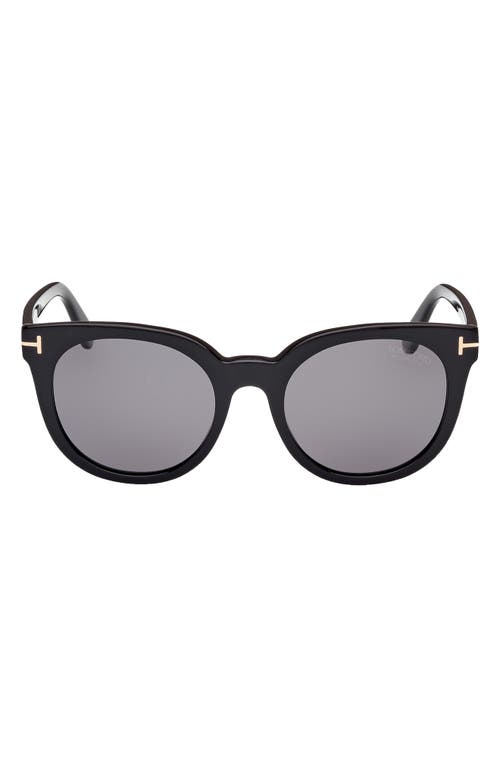 Shop Tom Ford Moira 53mm Polarized Butterfly Sunglasses In Shiny Black/smoke