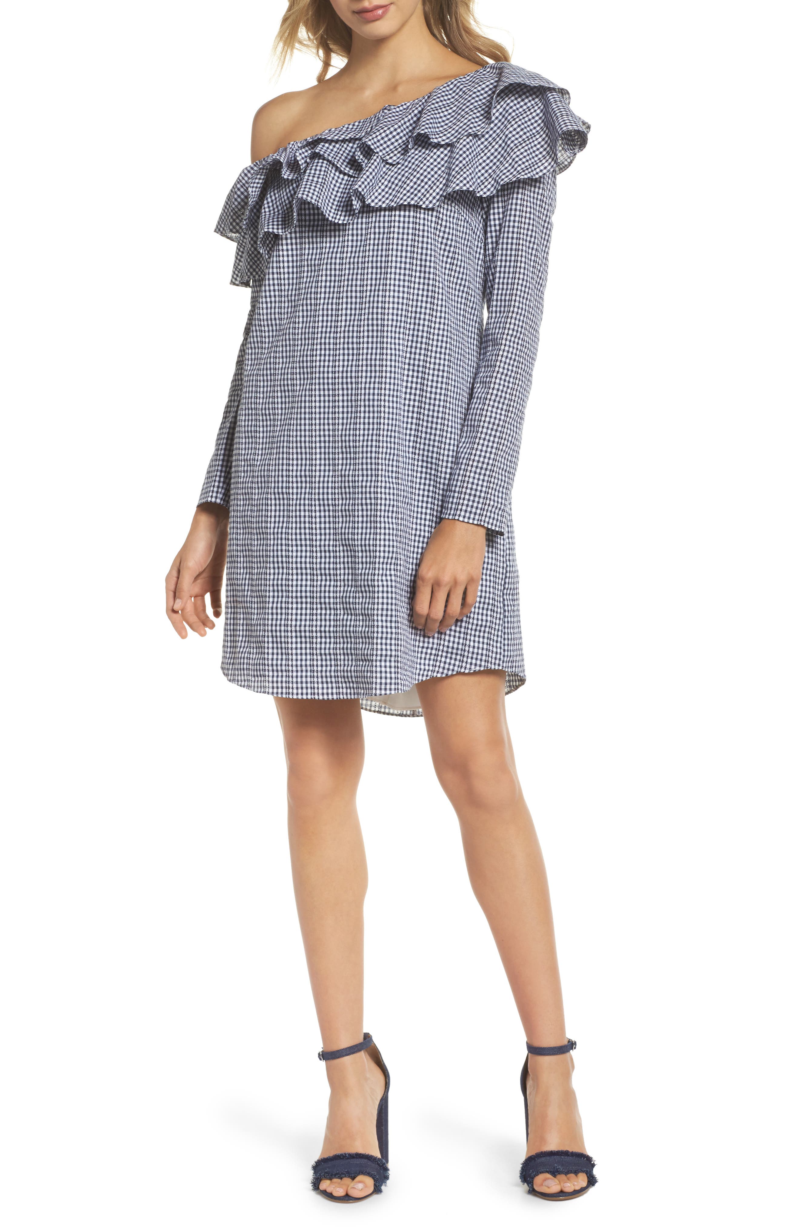 adelyn rae white double ruffle dress
