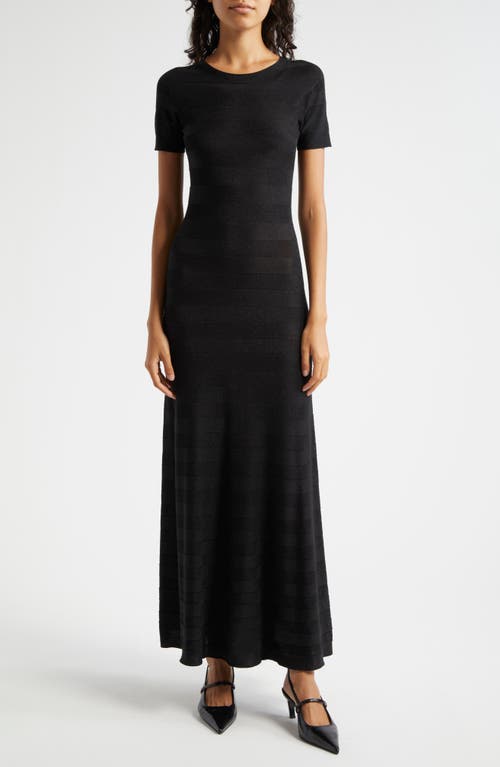 Shop Emporio Armani Stripe Maxi Dress In Solid Black