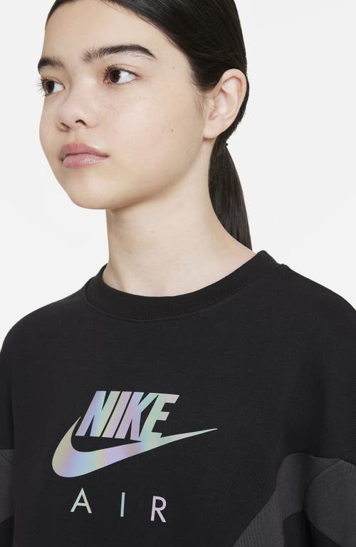 Shop Nike Kids' Air French Terry Logo Sweatshirt In Black/dark Smoke Grey