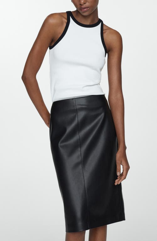 Mango Faux Leather Pencil Skirt In Black