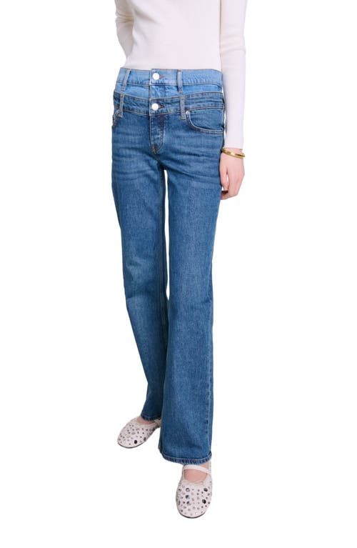 Shop Maje Double Waistband Jeans In Blue