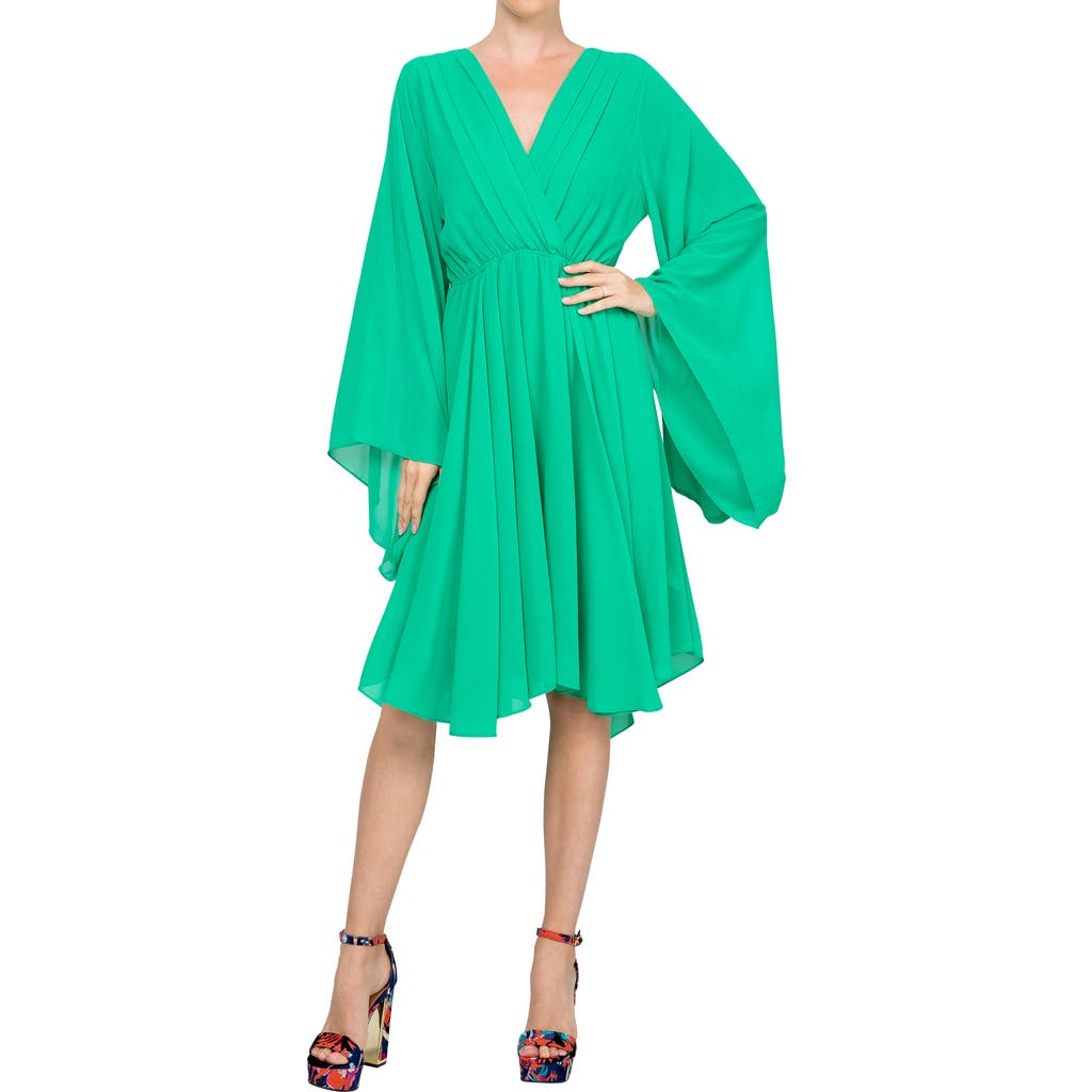 Meghan La Sunset Long Sleeve Minidress In Green
