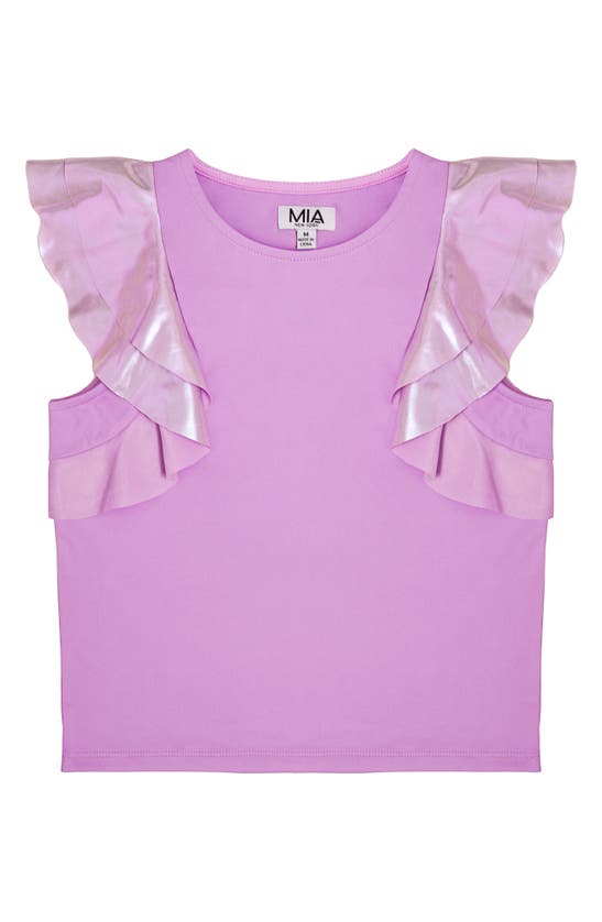 Shop Mia New York Kids' Flutter Sleeve Top In Purple