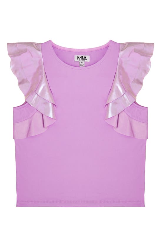 Shop Mia New York Kids' Flutter Sleeve Top In Purple