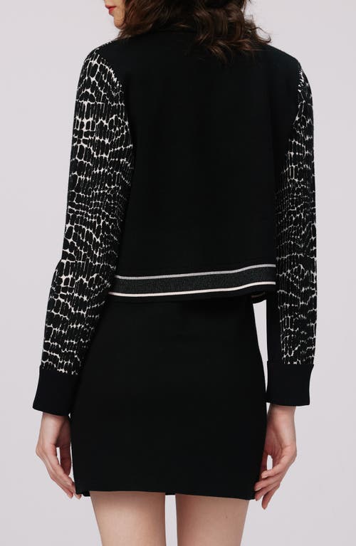 Shop Diane Von Furstenberg Riva Crop Cardigan In Dvf Logo/leopard Black