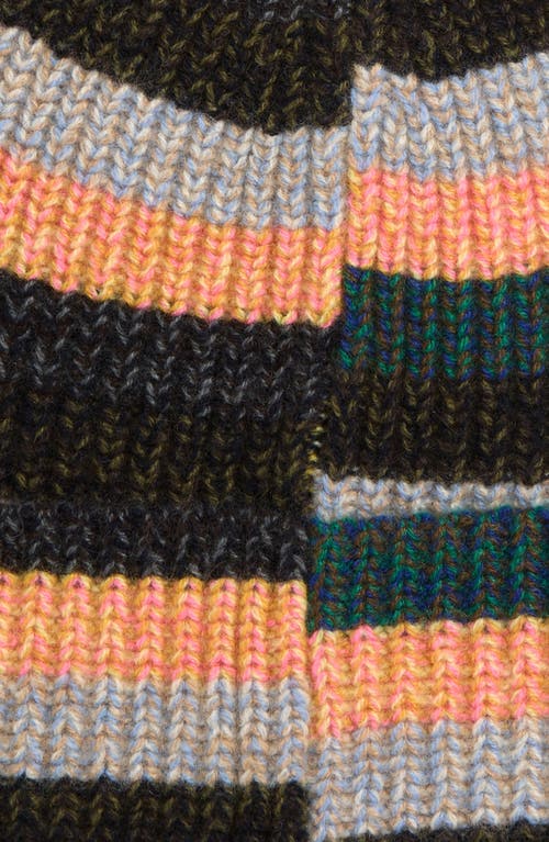 Waste Yarn Project Kaja Stripe One Of A Kind Beanie In Green Multi