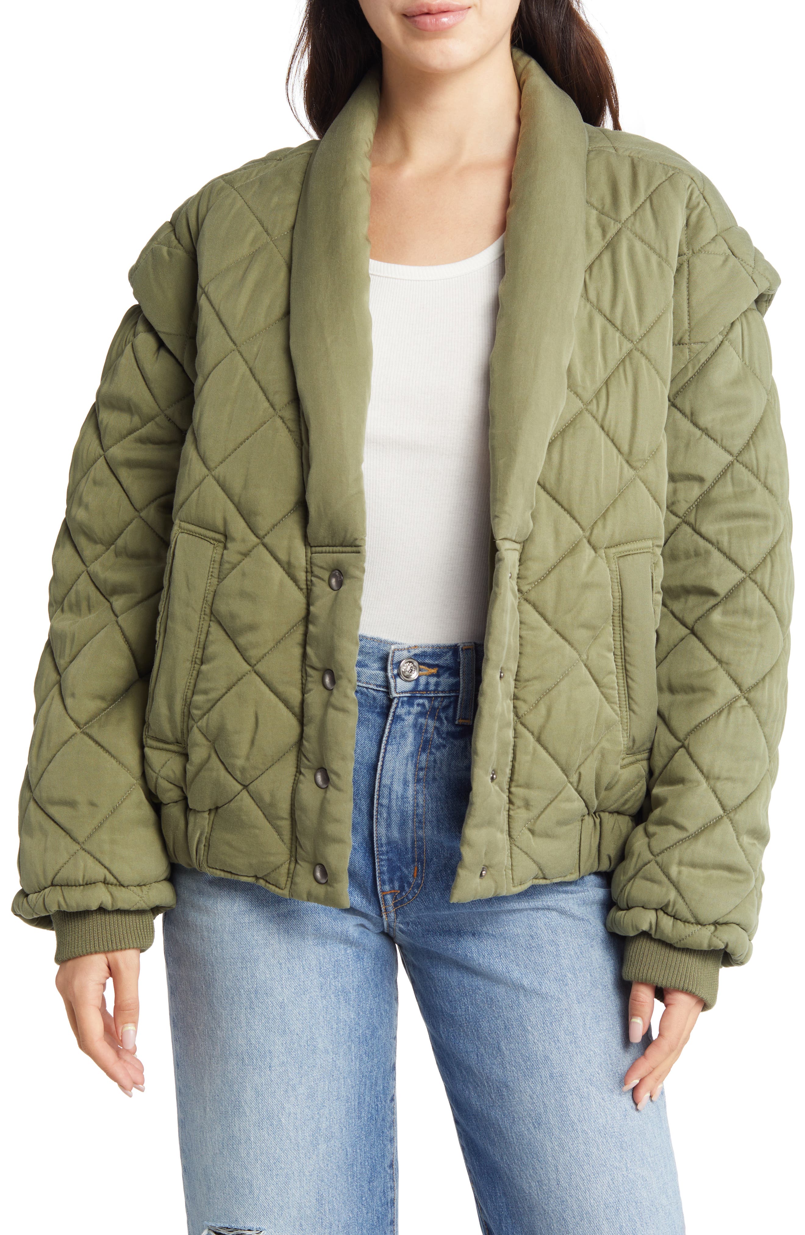 womens green padded jacket