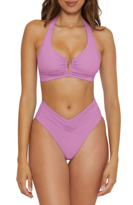 Shop Becca Color Code High Waist Bikini Bottoms In Malva