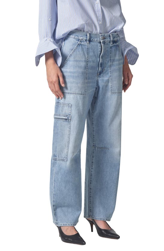 Shop Citizens Of Humanity Marcelle Low Rise Barrel Cargo Jeans In Cloud Nine