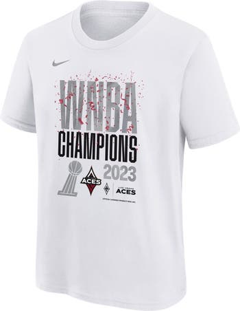 Youth Nike White Las Vegas Aces 2023 WNBA Finals Champions Authentic Parade T-Shirt Size: Small