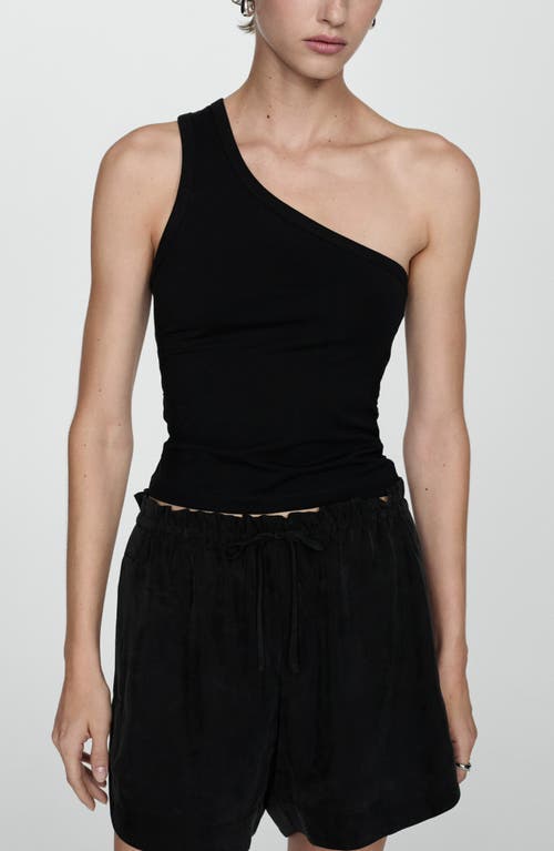 Mango High Waist Drawstring Shorts In Black