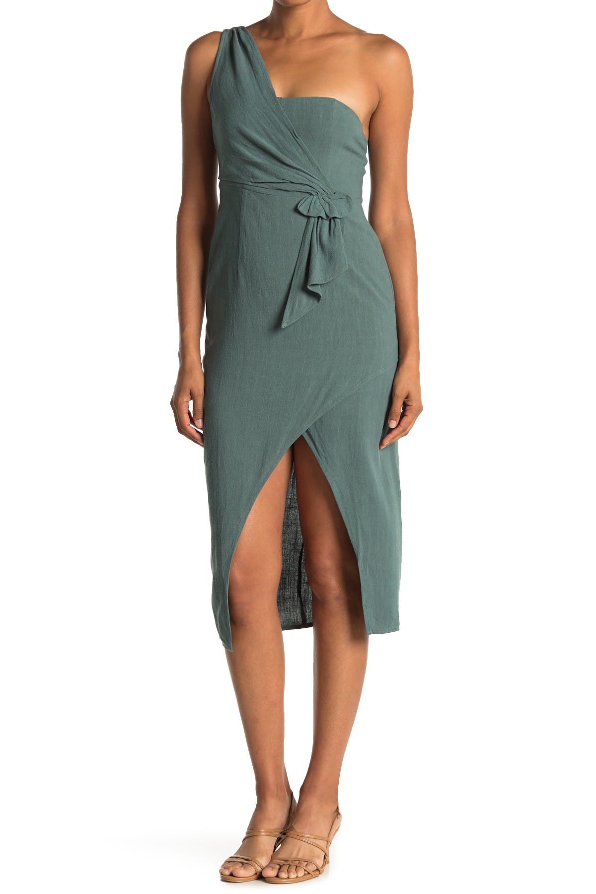 one shoulder wrap dress