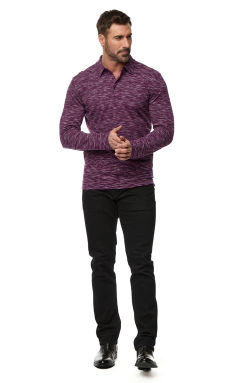 Shop Robert Graham Thales Space Dye Long Sleeve Polo In Dark Purple