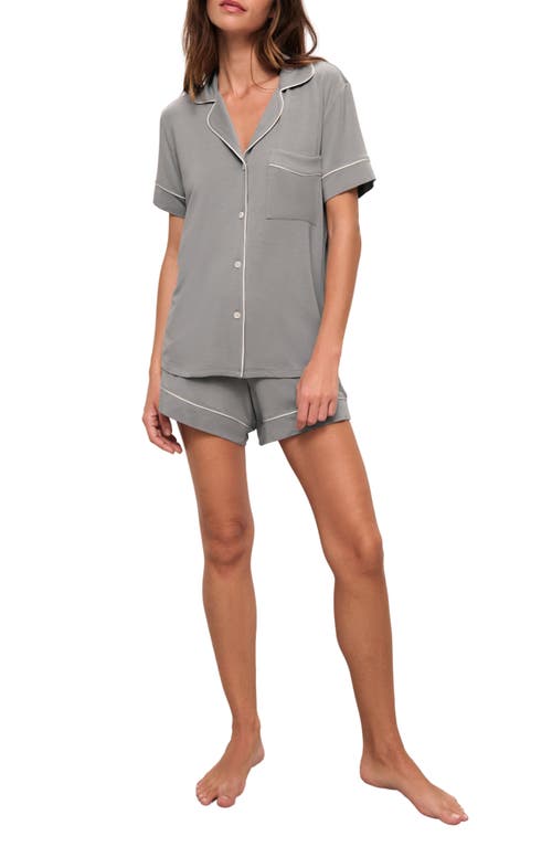 Shop Eberjey Gisele Relaxed Jersey Knit Short Pajamas In Moonlight/ivory