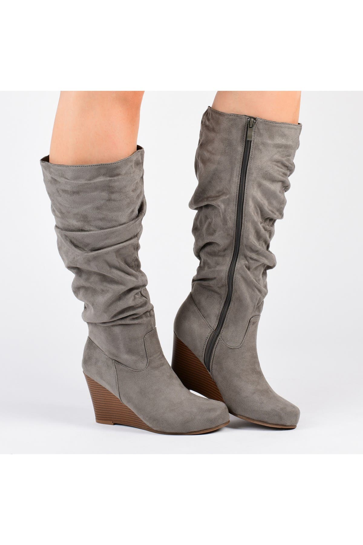 wide calf wedge boots