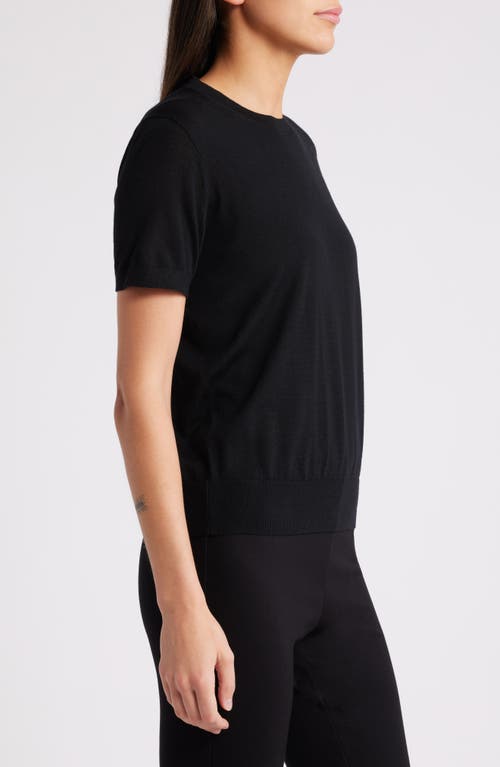 Shop Theory Regal Short Sleeve Wool Sweater In Black