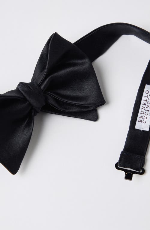 Shop Brunello Cucinelli Cotton And Silk Satin Bow Tie In Night