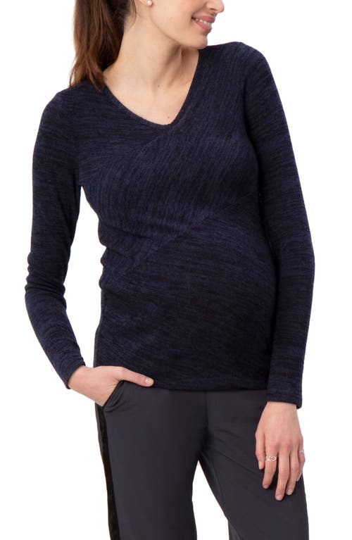Stowaway Collection Directional Knit Maternity Top Navy at Nordstrom,