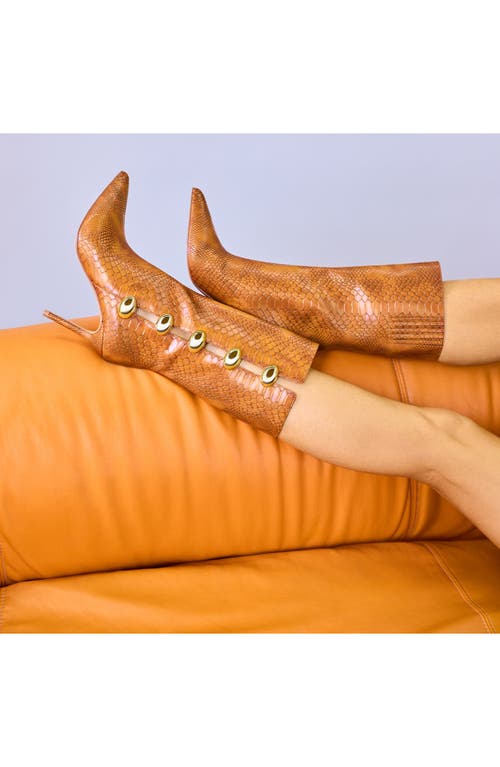 KATY PERRY KATY PERRY THE REVIVAL SNAKESKIN EMBOSSED POINTED TOE MID CALF BOOT