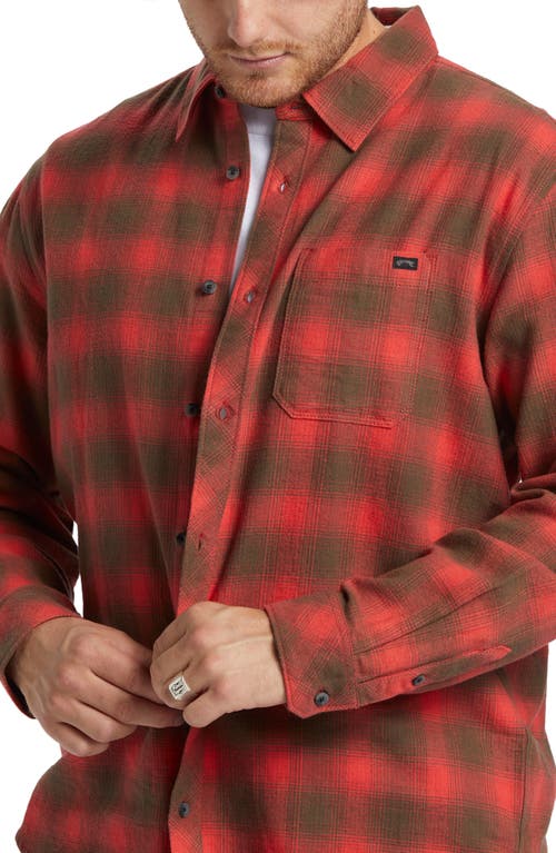 Shop Billabong Coastline Plaid Cotton Flannel Button-up Shirt In Red