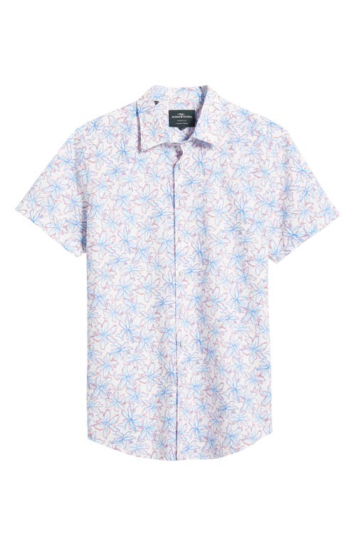 Shop Rodd & Gunn Massey Floral Short Sleeve Cotton Button-up Shirt In Lake