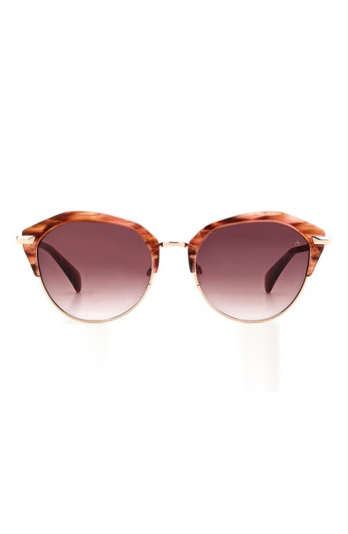 rag & bone 55mm Gradient Round Sunglasses in Burgundy Red Horn/Burgundy at Nordstrom