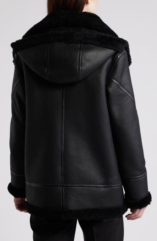 Shop Hiso Martina Genuine Shearling Coat With Removable Hood In Martina - Black