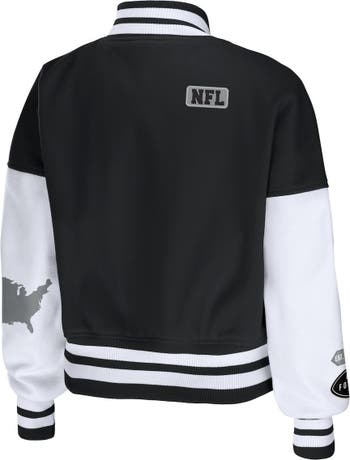 Lids Atlanta Falcons WEAR by Erin Andrews Women's Full-Zip Varsity Jacket -  Black/White