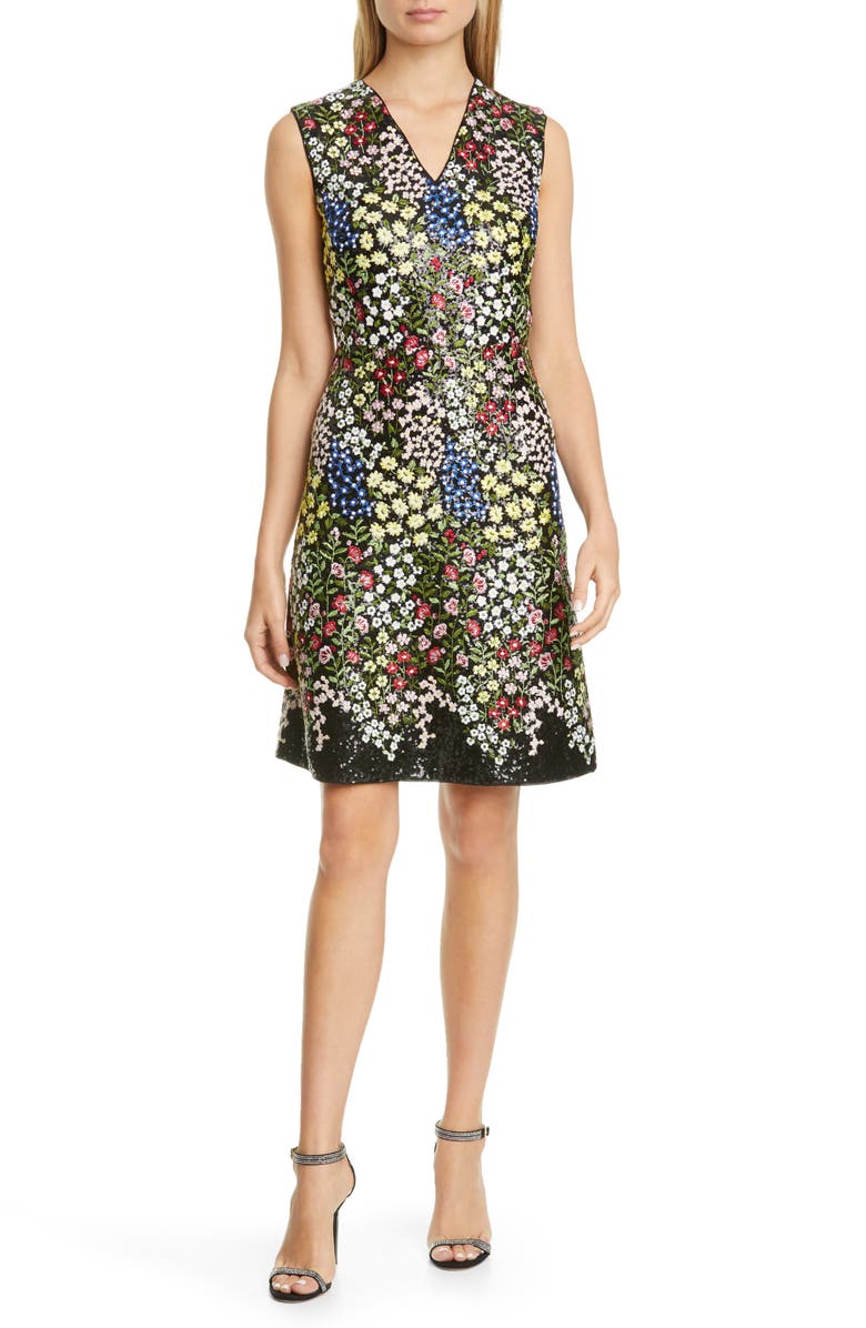 Giambattista Valli Sequin & Floral Embroidered A-Line Dress | Nordstrom