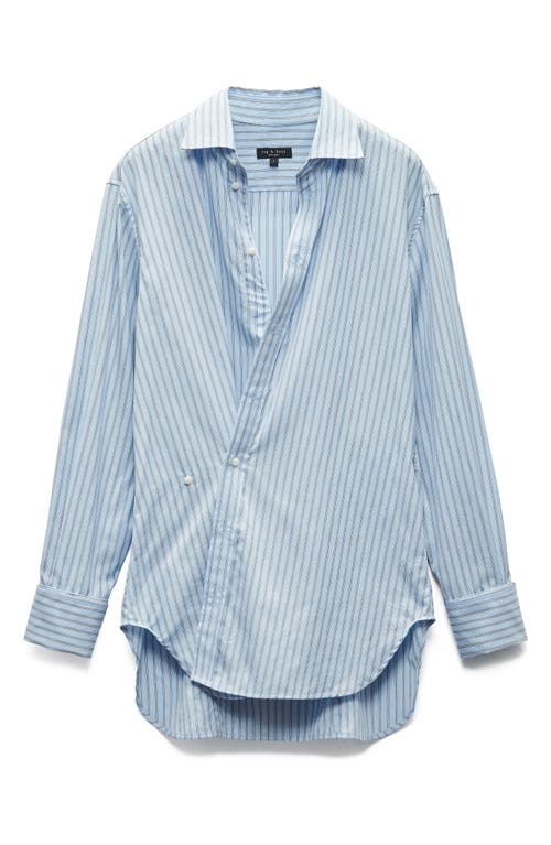 Rag & Bone Maxine Striped Cotton-poplin Shirt In Cool Blue Stripe