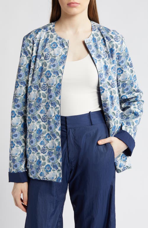 Coming Of Age X Liberty London Heidi Rose Print Boxy Reversible Jacket In Blue