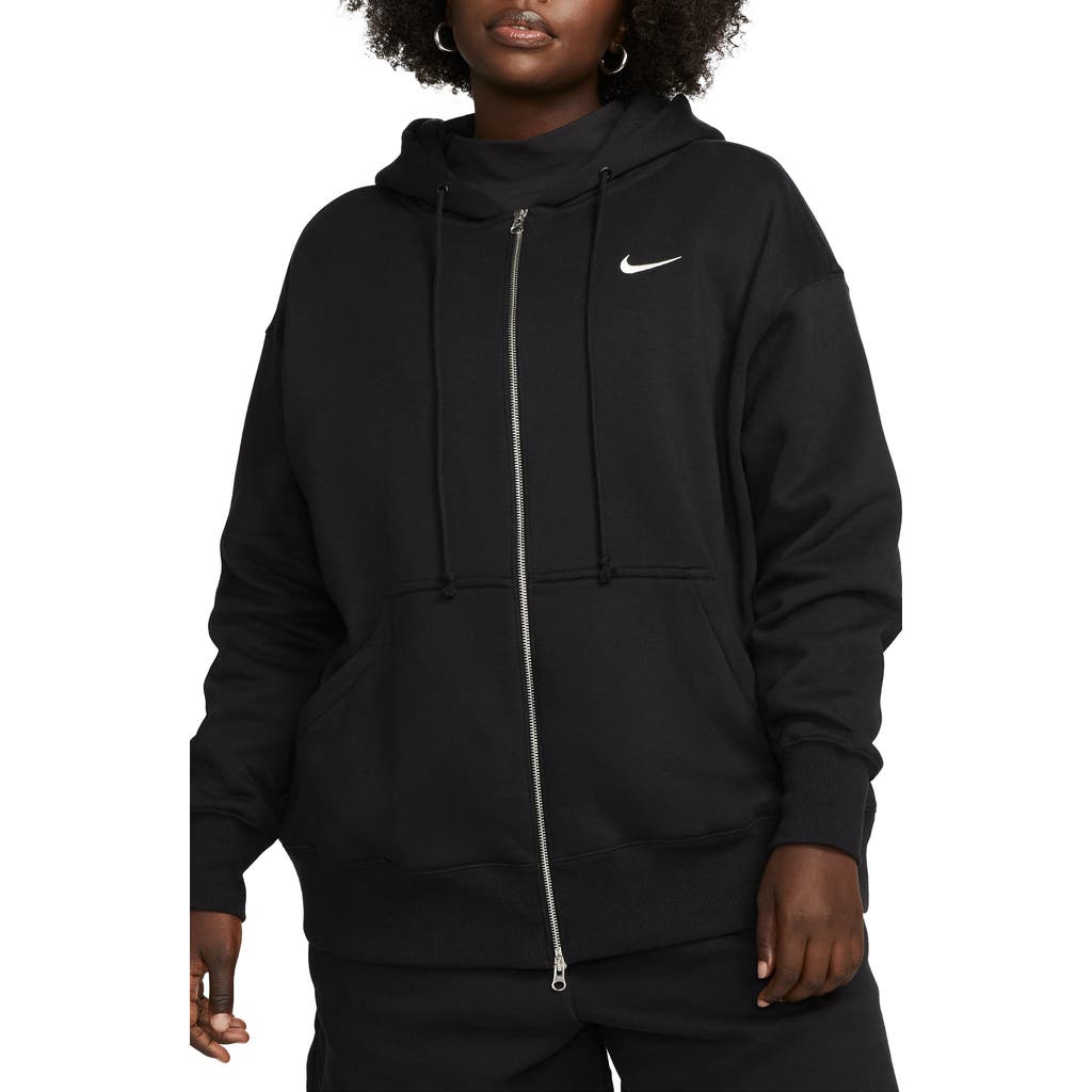 Nike Sportswear Phoenix Oversized Full Zip Hoodie In Black/sail