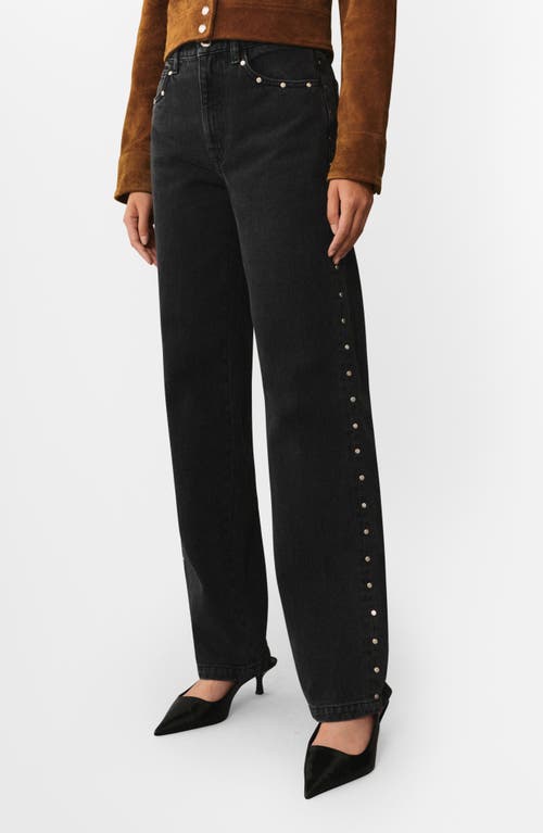 Mango Billie Stud Straight Leg Jeans<br /> In Black Denim