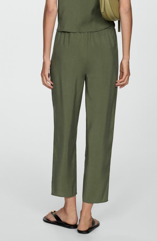 Shop Mango Drawstring Ankle Straight Leg Pants In Forest Green