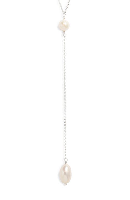 Set & Stones Penny Freshwater Pearl Y-Necklace in Pearl/Silver 