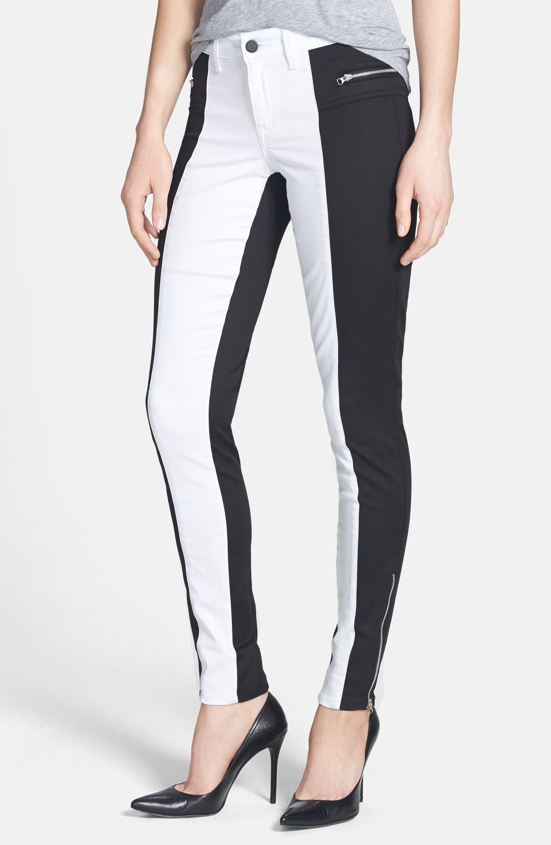 CJ by Cookie Johnson 'Peace' Colorblock Skinny Jeans (Black/White