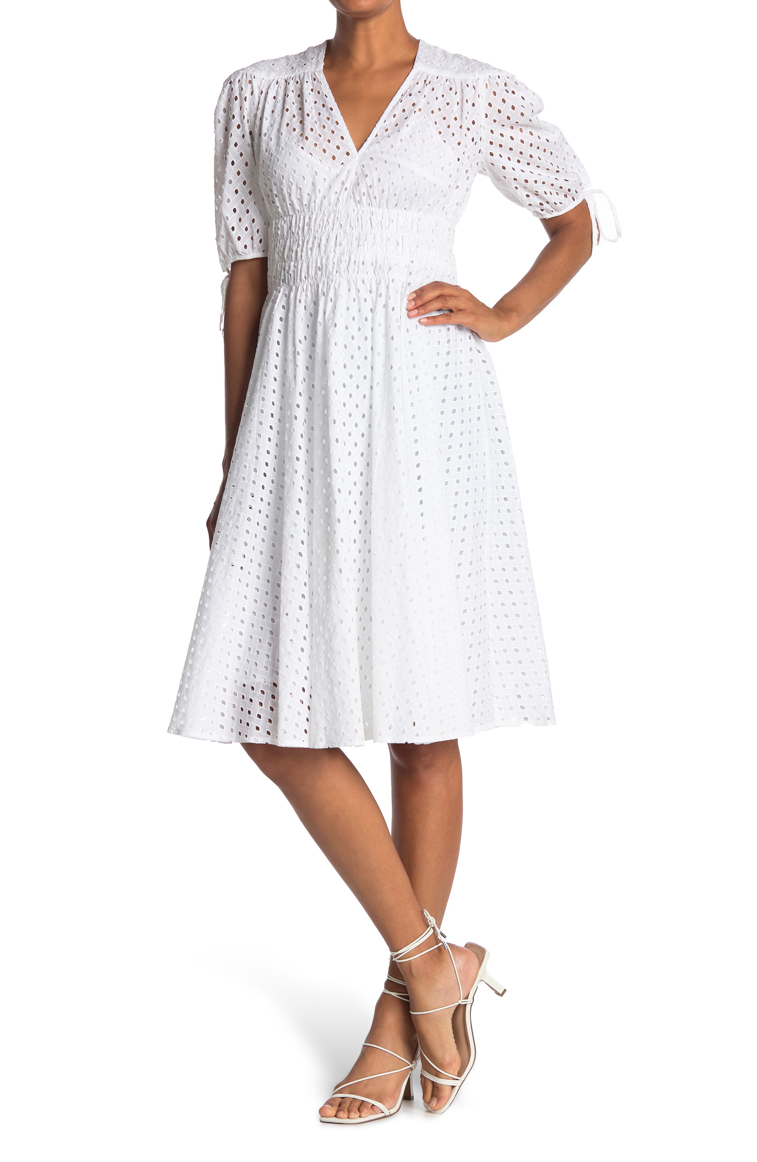 Taylor Dresses Eyelet Short Sleeve Fit 